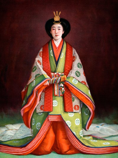 Nagako japán császárné koronázási ruhájában, 1924 alkotó: Unbekannt