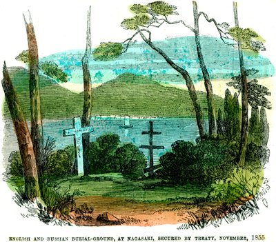 Angol és orosz temető Nagaszakiban, szerződés által biztosított, 1855. november, 1856 alkotó: Unbekannt