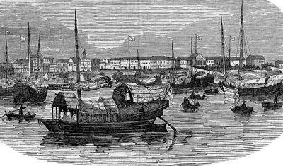 Európai gyárak Kanton Kantonban, Kínában, 1875 alkotó: Unbekannt