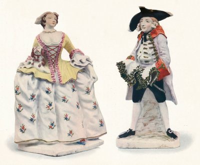 Kivételesen ritka, színekkel díszített masnis porcelán figurák, c1750 alkotó: Unbekannt