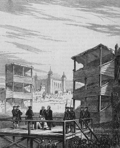 Lord Derwentwater kivégzése a Tower Hillen egy régi nyomtatványból, 1716. február 24., 1880 alkotó: Unbekannt