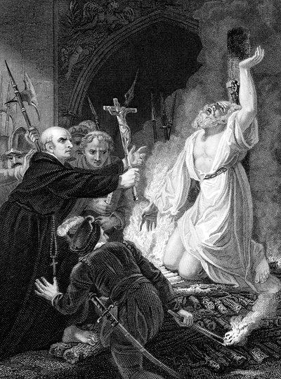 Thomas Cranmer, Canterbury érsekének kivégzése, Oxford, 1556, 19. század közepe alkotó: Unbekannt