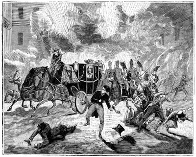 Robbanás a Rue de la Loi-n, Párizs, Franciaország, 1800. december 24. 1882-1884 alkotó: Unbekannt