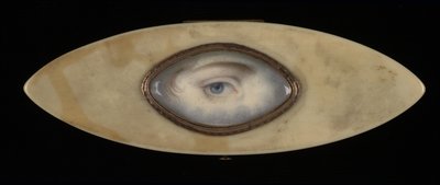 Szemminiatűr egy elliptikus elefántcsont dobozon, kb. 1800. alkotó: Unbekannt