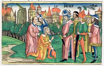 Ezsdrás 6:16: A jeruzsálemi templomot Dárius király szenteli fel alkotó: Unbekannt