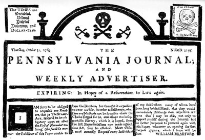 A Pennsylvania Journal on the Stamp Act faximile, 1765 c1880 alkotó: Unbekannt