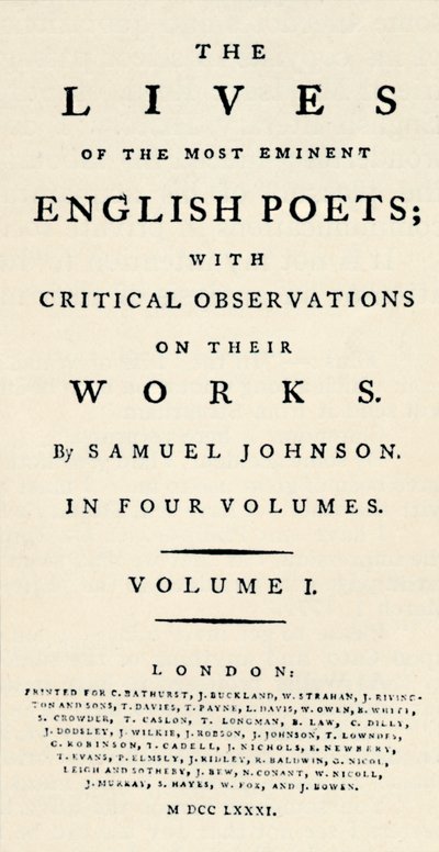 A Johnsons Lives of the Poets fakszimile címlapja - külön formában újra kiadva. T alkotó: Unbekannt