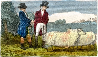 A gazdák a Dishley New Leicester juhokról tárgyalnak, 1822 alkotó: Unbekannt