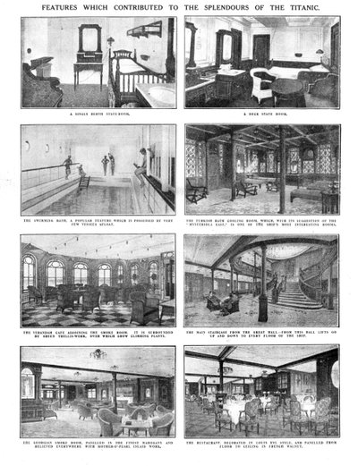 Jellemzők, amelyek hozzájárultak a Titanic pompájához, 1912. április 20. alkotó: Unbekannt