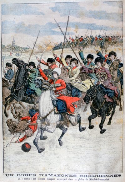 Női szibériai kozák lovashadtest, orosz-japán háború, 1904 alkotó: Unbekannt