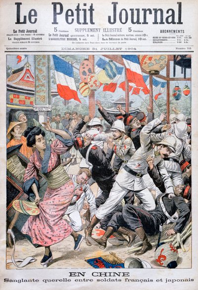 Harc francia és japán katonák között az orosz-japán háborúban, Kína, 1904 alkotó: Unbekannt