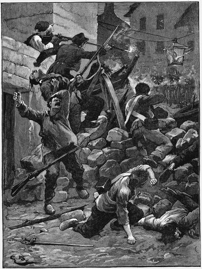 Harc a barikádokon, A júliusi monarchia, Franciaország, 1848 c1885 alkotó: Unbekannt