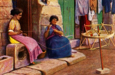 Fisherwomen tekercselő fonal hálókhoz, Málta, 1928. alkotó: Unbekannt