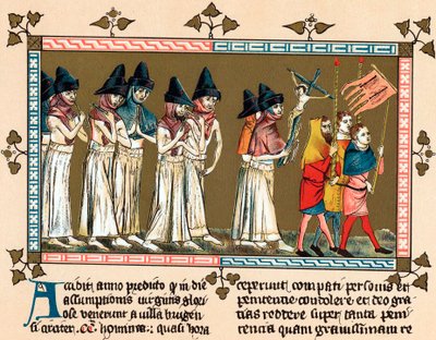 Flagellants a hollandiai Tournai Doornik városában, 1349 alkotó: Unbekannt
