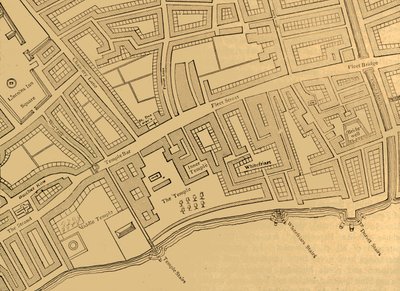 Fleet Street, The Temple stb., London térképéről, 1720-ban, 1897-ben. alkotó: Unbekannt