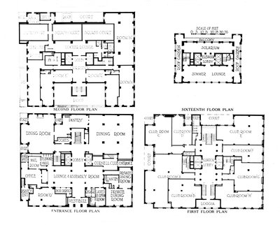 Alaprajzok, a Fraternity Clubs Building, New York City, 1924 alkotó: Unbekannt