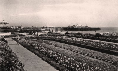 Virágos kertek és a West Pier, Brighton, Sussex, 1938 alkotó: Unbekannt