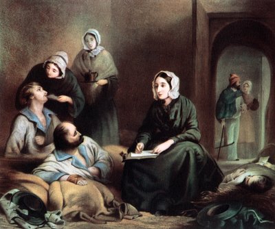Florence Nightingale, brit ápolónő és kórházreformátor, a Scutari Kórházban, Törökországban, 1855 alkotó: Unbekannt