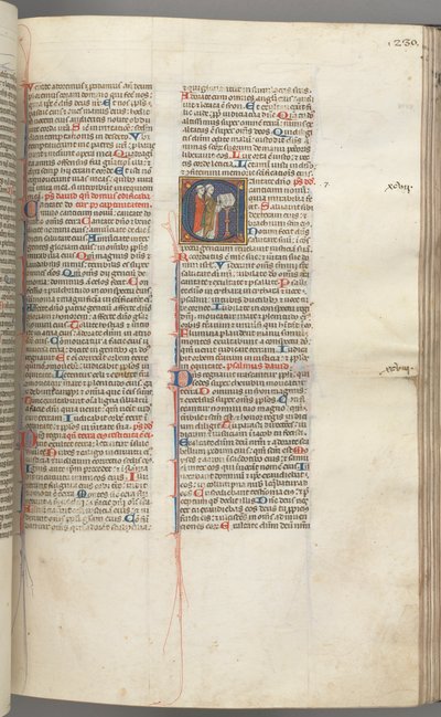 Fol. 230r, 97. zsoltár, historikus kezdetű C, két klerikus énekel egy szónoklatnál. , c. 1275-1300. alkotó: Unbekannt