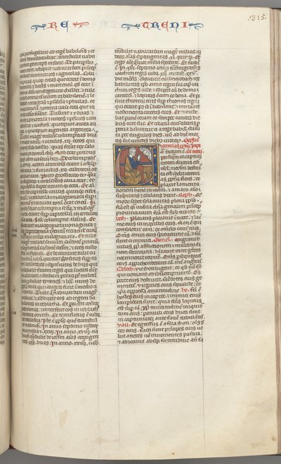 Fol. 315r, Siralmak, történeti kezdetű E, egy térdelő Jeremiás, aki Isten mellszobrához imádkozik, kb. 127 alkotó: Unbekannt