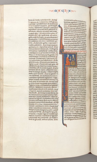 Fol. 382v, Makkabeusok II., történeti kezdetű F, egy zsidónak ajándékozott aranykehely, kb. 1275-1300. alkotó: Unbekannt