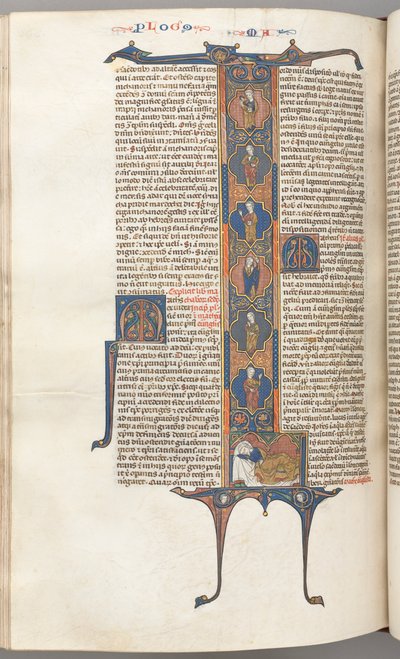 Fol. 391v, Matthew, teljes hosszúságú historikus kezdetű L, a Jesse fája, alvó Jesse-vel, c. alkotó: Unbekannt