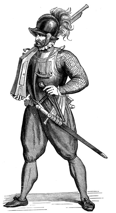 Harquebuszt hordozó gyalogos katona, 1590 alkotó: Unbekannt