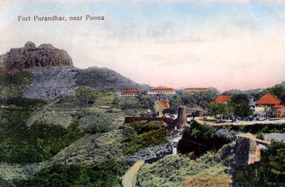 Fort Purandhar, Pune Poona közelében, Indiában, a XX. század elején alkotó: Unbekannt
