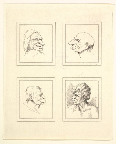 Négy fej Leonardo da Vinci Characaturasból, Wincelslaus Hollar rajzaiból, o..., 1786. alkotó: Unbekannt