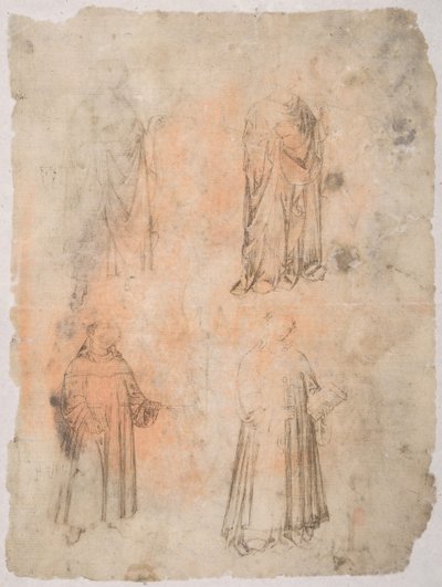 Négy szent recto, két szent, ülő Madonna és térdelő alak verso, 14. század. alkotó: Unbekannt