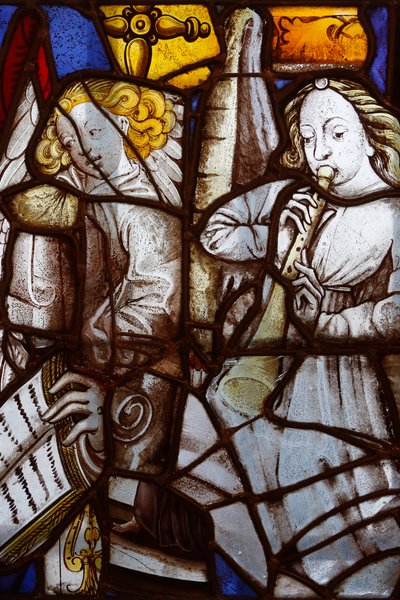 Franciaország, Ile-de-France, Párizs: Saint SŽverin templom ólomüveg ablaktöredékei a XV. és XVI. századból, Zenészek angyalai, Carnavalet Múzeum Párizsban alkotó: Unbekannt