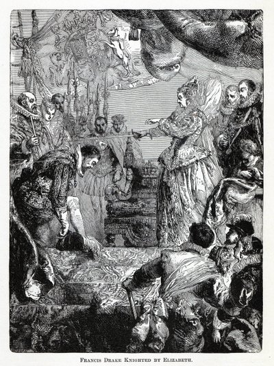 Francis Drake-et Elizabeth lovaggá ütötte, 1882 alkotó: Unbekannt