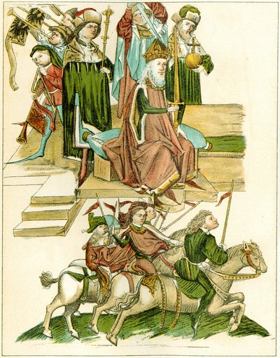I. Frigyes megkapja egy illusztráció brandenburgi másolatát a Richentalok illusztrált krónikájából, kb. 1440 alkotó: Unbekannt