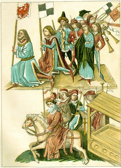 I. Frigyes megkapja egy illusztráció brandenburgi másolatát a Richentalok illusztrált krónikájából, kb. 1440 alkotó: Unbekannt