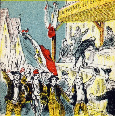 Francia forradalom: a forradalmárok önkéntes összecsapásai. Metszet a „Histoire de France”-ban. A Louit megbízásából kiadott reklámképsorozat, 24 rue d