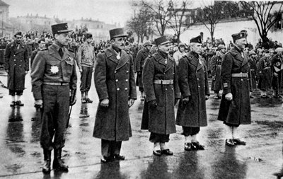 Francia katonák a Becsületrenddel kitüntetésben, Mulhouse, Franciaország, 1945. február 10. alkotó: Unbekannt