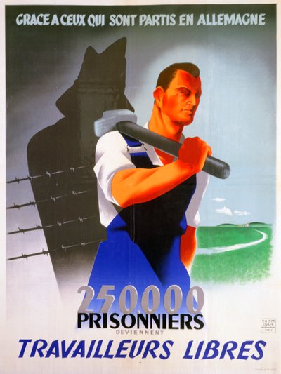 Francia munkások Németországért plakát, 1943 alkotó: Unbekannt