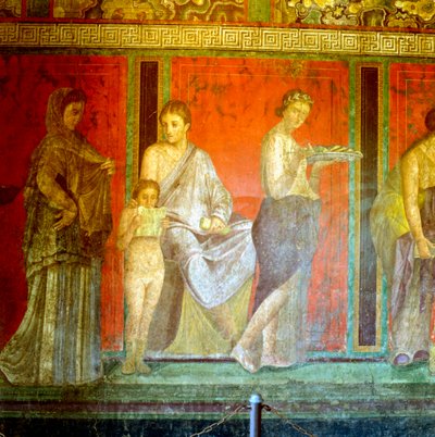Freskó a Rejtélyek Villájából, Pompei, Olaszország, Kr.e. I. század – Kr. u. 1. század alkotó: Unbekannt