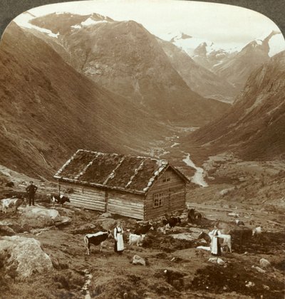 A Vidde saeter hegyi fogadótól lefelé a Vidde völgyében - a Skaala-hegy megfelelő távolságban, c1905. alkotó: Unbekannt