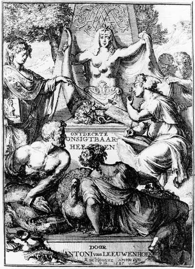 Az Emptying and Unvering frontispiece... Anton van Leeuwenhoek levelei, 1686 alkotó: Unbekannt