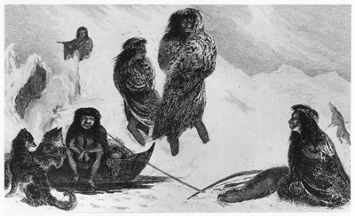 Fuegians kereskedni fognak a patagóniaiakkal, 1839 alkotó: Unbekannt