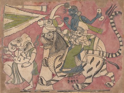 Ganesha vezeti Shivát és Durgát a körmenetben, 18. század. alkotó: Unbekannt