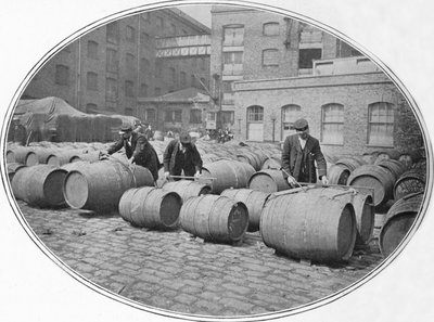 Boroshordók mérése a London Docksban, 1900 1901 alkotó: Unbekannt