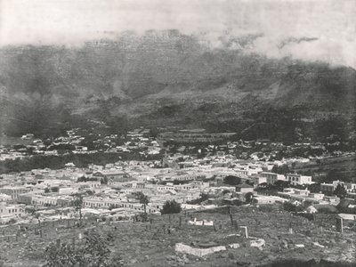 Általános nézet, amely a Table Mountain gőzkoszorúzását mutatja, Fokváros, Dél-Afrika, 1895. alkotó: Unbekannt