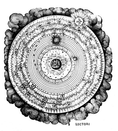 Geocentrikus vagy Föld-központú Univerzum, c1617 alkotó: Unbekannt