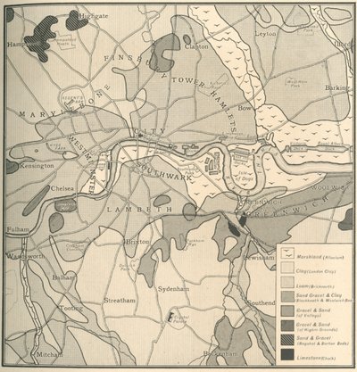 London helyének geológiai térképe, 1908 alkotó: Unbekannt