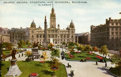 George Square, Cenotaph és Municipal Buildings, Glasgow, 19. század vége – 20. század eleje. alkotó: Unbekannt