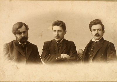 Georgy Chulkov, Vasili Milioti és Genrich Tasteven, orosz írók, 1900-as évek alkotó: Unbekannt