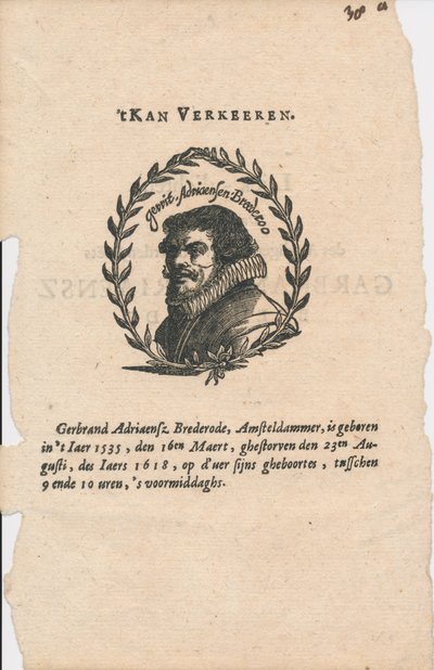 Gerbrand Adriaensz. Bredero 1585-1618 alkotó: Unbekannt
