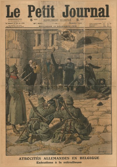 Német atrocitások Belgiumban: géppuska általi kivégzés, 1915. alkotó: Unbekannt